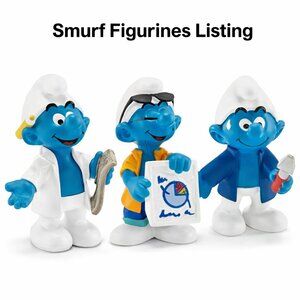 Vintage Authentic Schleich Smurf Set of 3 Smurfs (C) New w/Tag